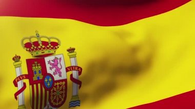 İspanya bayrak rüzgarda sallayarak. Güneş döngü stil yükselir. Animasyon döngüsü