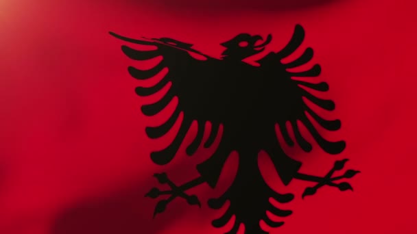 Albanië vlag zwaaien in de wind. Looping zon stijgt stijl. Animatie lus — Stockvideo