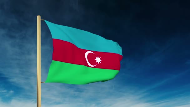 Estilo deslizante bandera de Azerbaiyán. Saludando en la victoria con la animación de fondo en la nube — Vídeo de stock