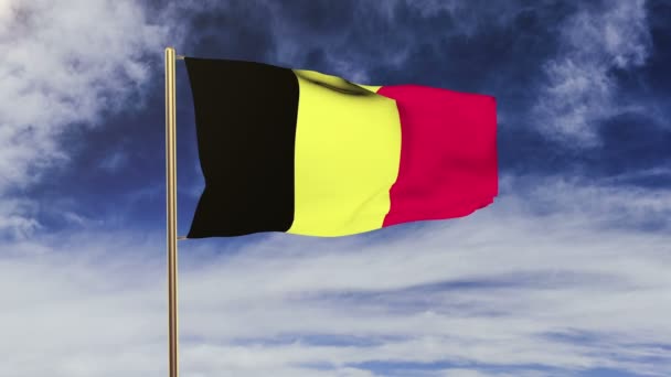 België vlag zwaaien in de wind. Groen scherm, alpha mat. Loopbare animatie — Stockvideo