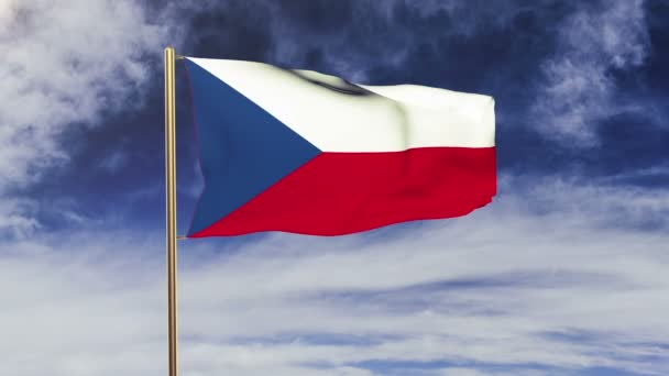 Drapeau de la République tchèque agitant le vent. Boucle soleil se lève style. Boucle d'animation. Écran vert, alpha mat. Animation en boucle 