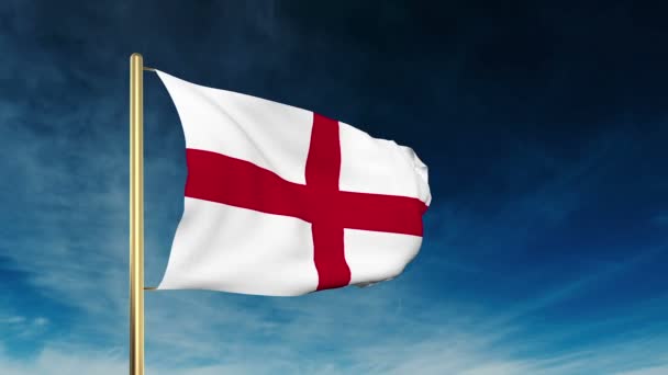 Estilo deslizante bandera de Inglaterra. Ondeando en el viento con animación de fondo de nube — Vídeos de Stock