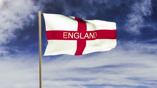 Englands Flagge mit dem Titel weht im Wind. Looping Sun Aufgang Stil. Animationsschleife — Stockvideo