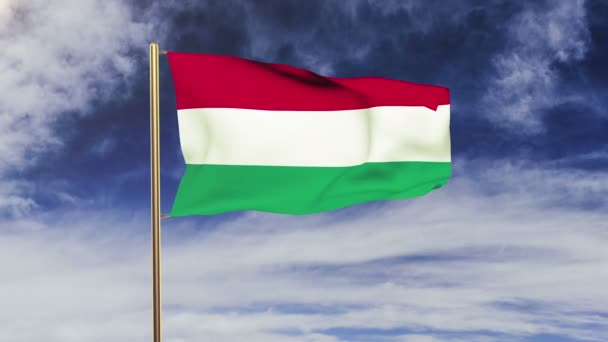 Drapeau hongrois agitant dans le vent. Boucle soleil se lève style. Boucle d'animation. Écran vert, alpha mat. Animation en boucle 