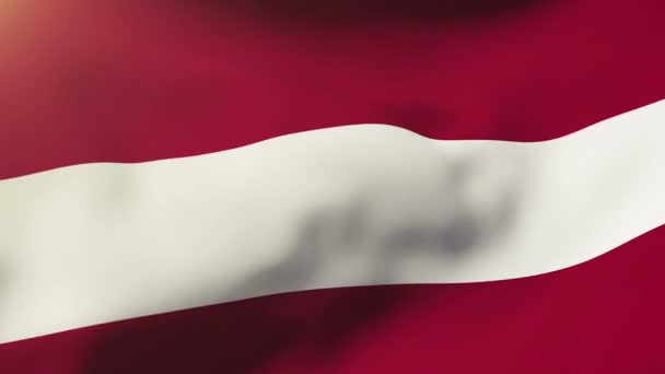 Bandera de Letonia ondeando al viento. Looping sol sale de estilo. Bucle de animación — Vídeo de stock