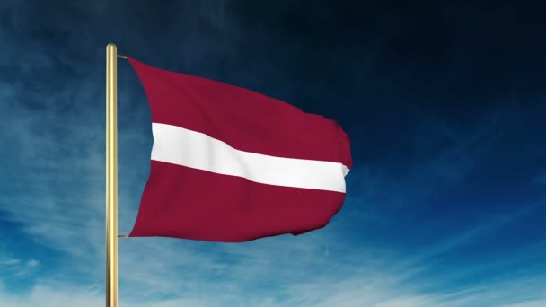 Letland vlag Slider stijl. Zwaaiende in de wind met Cloud achtergrond animatie — Stockvideo