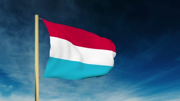 Luxembourg flag slider style. Waving in the wind with cloud background animation — Stock Video