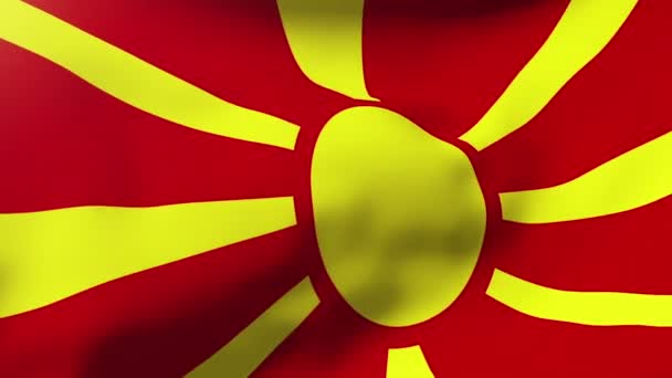 Μακεδονίας σημαία κυματίζει στον άνεμο. Looping ήλιος ανατέλλει στυλ. Κινούμενα σχέδια βρόχο — Αρχείο Βίντεο