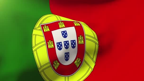 Drapeau du Portugal agitant le vent. Boucle soleil se lève style. Boucle d'animation — Video