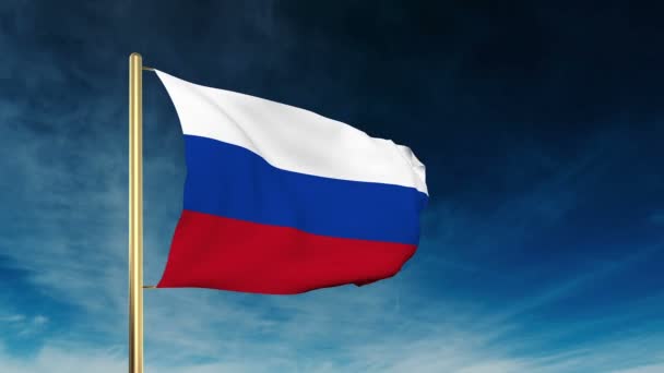 Прапор Росії повзунок стиль. Розмахуючи в вітер з анімації тлі хмара — стокове відео