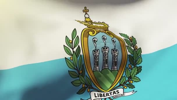 San Marinos flagga vajande i vinden. Looping solen stiger stil. Animation loop — Stockvideo