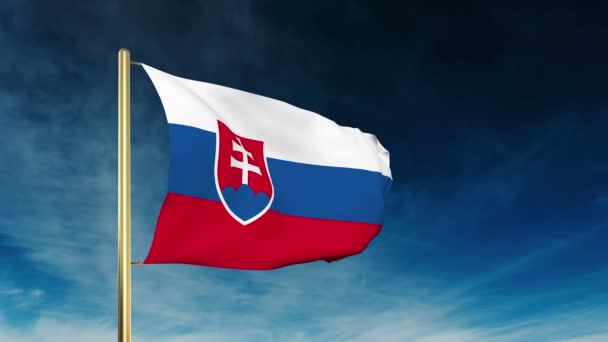 Slovakien flagga reglaget stil. Vajande i vinden med cloud bakgrunden animation — Stockvideo