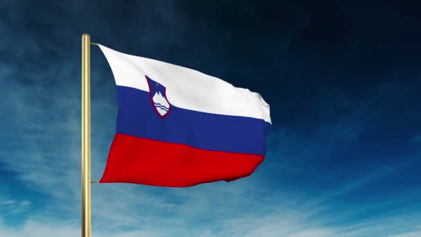 Slovenia flag slider style. Waving in the wind with cloud background animation — Stock Video