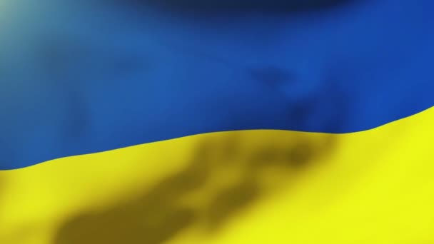 Флаг Украины размахивает ветром. Колеблющееся солнце встает стильно. Цикл анимации — стоковое видео