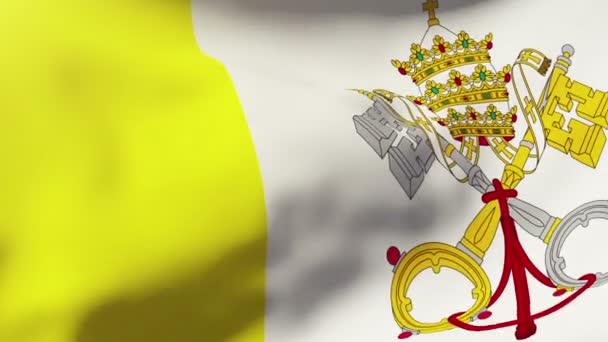 バチカン市国の旗が風になびかせて。スタイルを昇る太陽をループします。アニメーションのループ — ストック動画