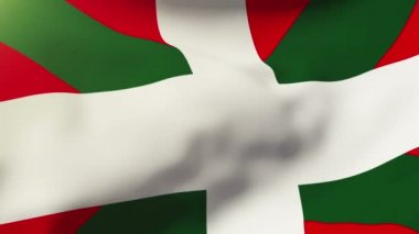 Rüzgarda sallanan Bask bayrağı. Döngülü güneş tarzı yükselir. Animasyon döngüsü
