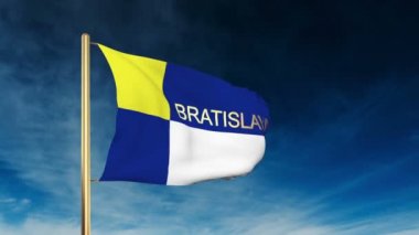 Başlık ile Bratislava bayrak kaydırıcı tarzı. Bulut arka plan animasyonu ile rüzgarda el sallayarak