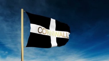 Başlık ile Cornwall bayrak kaydırıcı tarzı. Bulut arka plan animasyonu ile rüzgarda el sallayarak