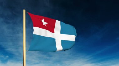 Girit Devlet bayrak kaydırıcı tarzı. Bulut arka plan animasyonu ile galibiyette el sallayarak
