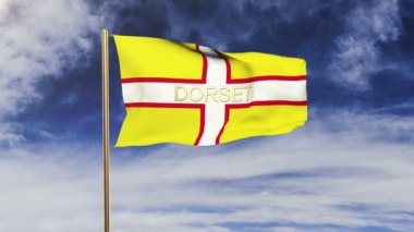 Rüzgarda sallanan başlığı ile Dorset bayrağı. Döngülü güneş tarzı yükselir. Animasyon döngüsü
