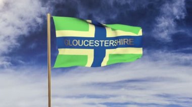 Gloucestershire bayrağı, rüzgarda sallanan bir unvan. Döngülü güneş tarzı yükselir. Animasyon döngüsü
