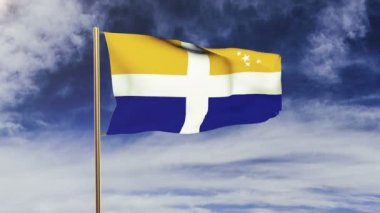 Scilly bayrak Adaları rüzgarda sallayarak. Yeşil ekran, alfa mat. Döngüye uygun animasyon