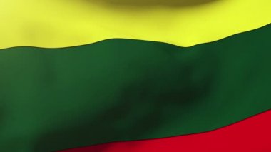Litvanya bayrağı rüzgarda sallanıyor. Döngülü güneş tarzı yükselir. Animasyon döngüsü