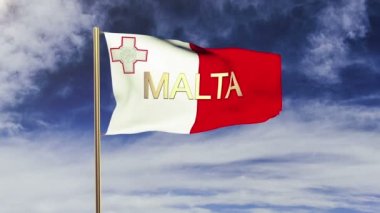 Malta bayrağı, unvanı rüzgarda sallanıyor. Döngülü güneş tarzı yükselir. Animasyon döngüsü