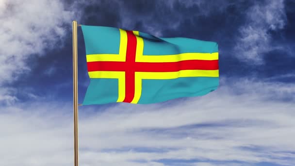 Aland Islands flag waving in the wind. Green screen, alpha matte. Loopable animation — Stock Video