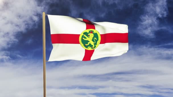 Alderney zászló integetett a szél. Zöld képernyő, alfa Matt. A végteleníthető animáció — Stock videók