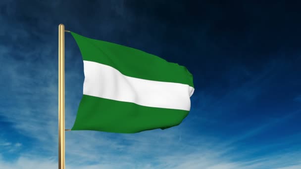 Bandera de Andalucía estilo deslizante. Saludando en la victoria con la animación de fondo en la nube — Vídeos de Stock