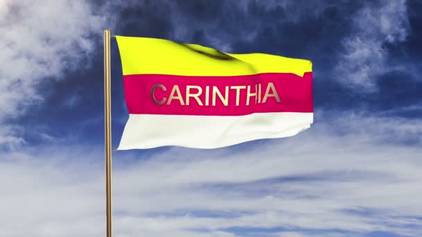 Carinthia flag with title waving in the wind. Looping sun rises style.  Animation loop — Stock Video