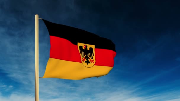 イーグルフラグスライダースタイルを持つドイツ。雲の背景アニメーションで勝利に手を振る — ストック動画