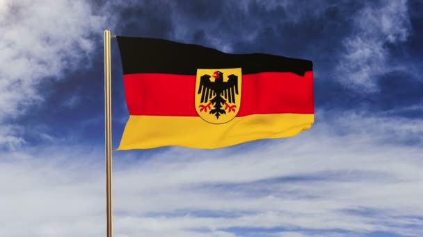 Alemania Con la bandera del águila ondeando en el viento. Pantalla verde, alfa mate. Animación Loopable — Vídeos de Stock