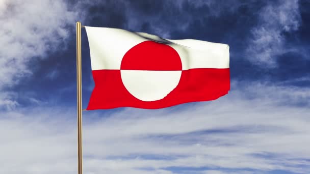 Greenland flag waving in the wind. Green screen, alpha matte. Loopable animation — Stock Video