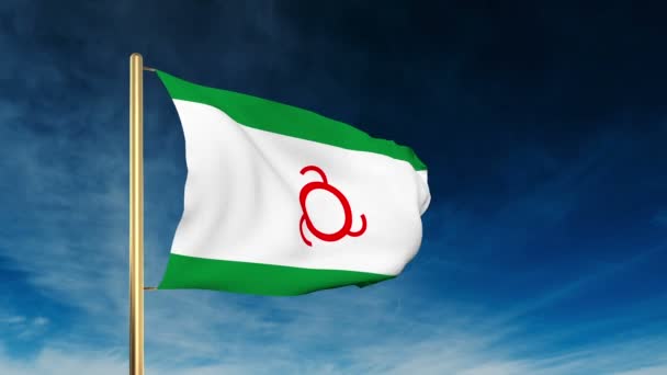 Ingushetia flaga styl suwaka. Machając w zwycięstwo z animacji tła chmura — Wideo stockowe