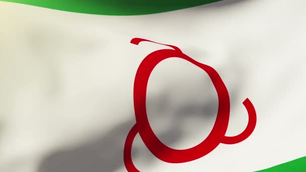 Bandiera Inguscezia sventola nel vento. Looping sole sorge stile. Ciclo di animazione — Video Stock