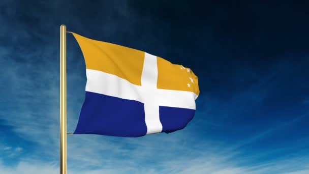 Isles of Scilly flagga Slider stil. Vinka i vinst med moln bakgrund animation — Stockvideo