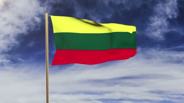 Lithuania flag waving in the wind. Green screen, alpha matte. Loopable animation — Stock Video