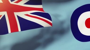 Royal Air Force flag waving in the wind. Looping sun rises style.  Animation loop