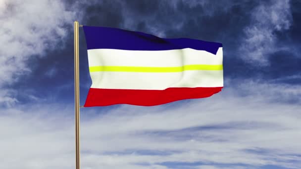Drapeau Vorpommern du Mecklembourg agitant le vent. Écran vert, alpha mat. Animation en boucle 