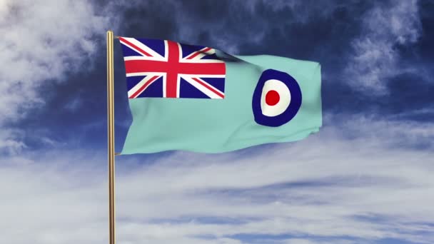 Royal Air Force vlag zwaaiende in de wind. Groen scherm, alpha matte. Loop bare animatie — Stockvideo