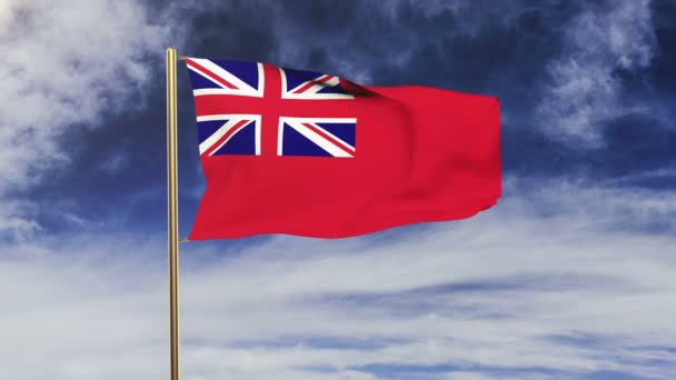 Kraliyet Ticaret Donanması bayrağı rüzgarda sallanıyor. Yeşil ekran, alfa mat. Döngüye uygun animasyon — Stok video
