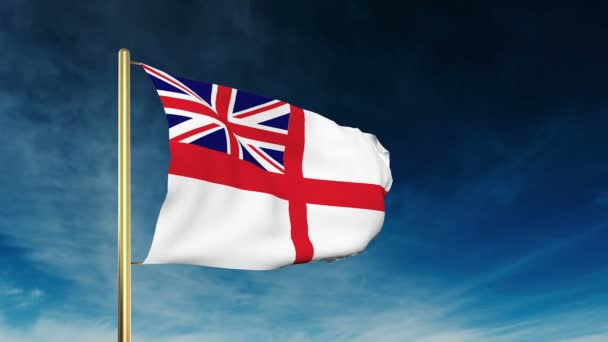 Royal Navy Flagge Slider-Stil. winkt der Sieg mit Wolkenhintergrundanimation — Stockvideo