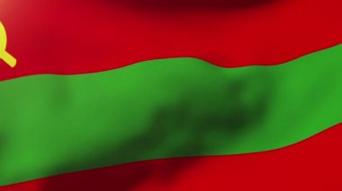 Transnistria bayrağı rüzgarda sallanıyor. Döngülü güneş tarzı yükselir. Animasyon döngüsü