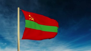 Transnistria bayrak kaydırıcı tarzı. Bulut arka plan animasyonu ile galibiyette el sallayarak