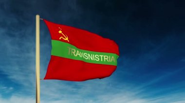 Başlığı ile Transnistria bayrak kaydırıcı tarzı. Bulut arka plan animasyonu ile rüzgarda el sallayarak