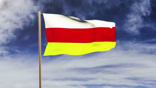 South Ossetia flag waving in the wind. Green screen, alpha matte. Loopable animation — Stock Video