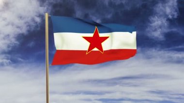 Yugoslavia flag waving in the wind. Green screen, alpha matte. Loopable animation