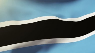 Botsvana bayrağı rüzgarda sallanıyor. Döngülü güneş tarzı yükselir. Animasyon döngüsü